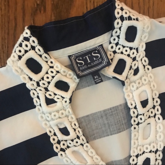 Stylish Navy and White Striped Tunic Top - Picture 2 of 6